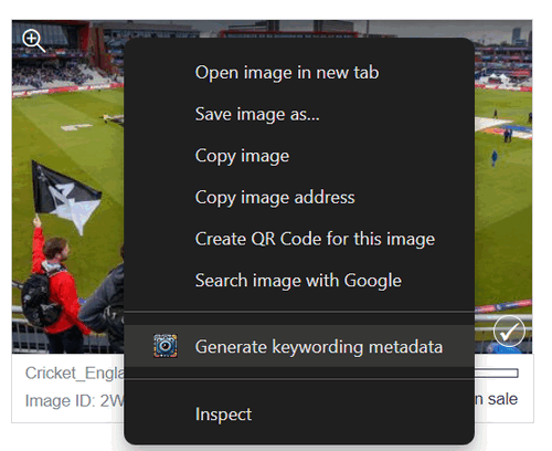 jKeywording in contextual menu (right-click on image)