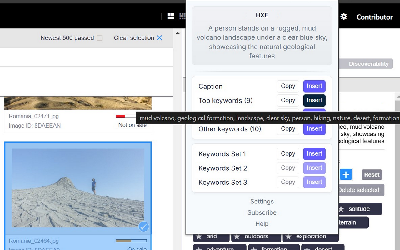 jKeywording ready to copy and insert caption and keywords